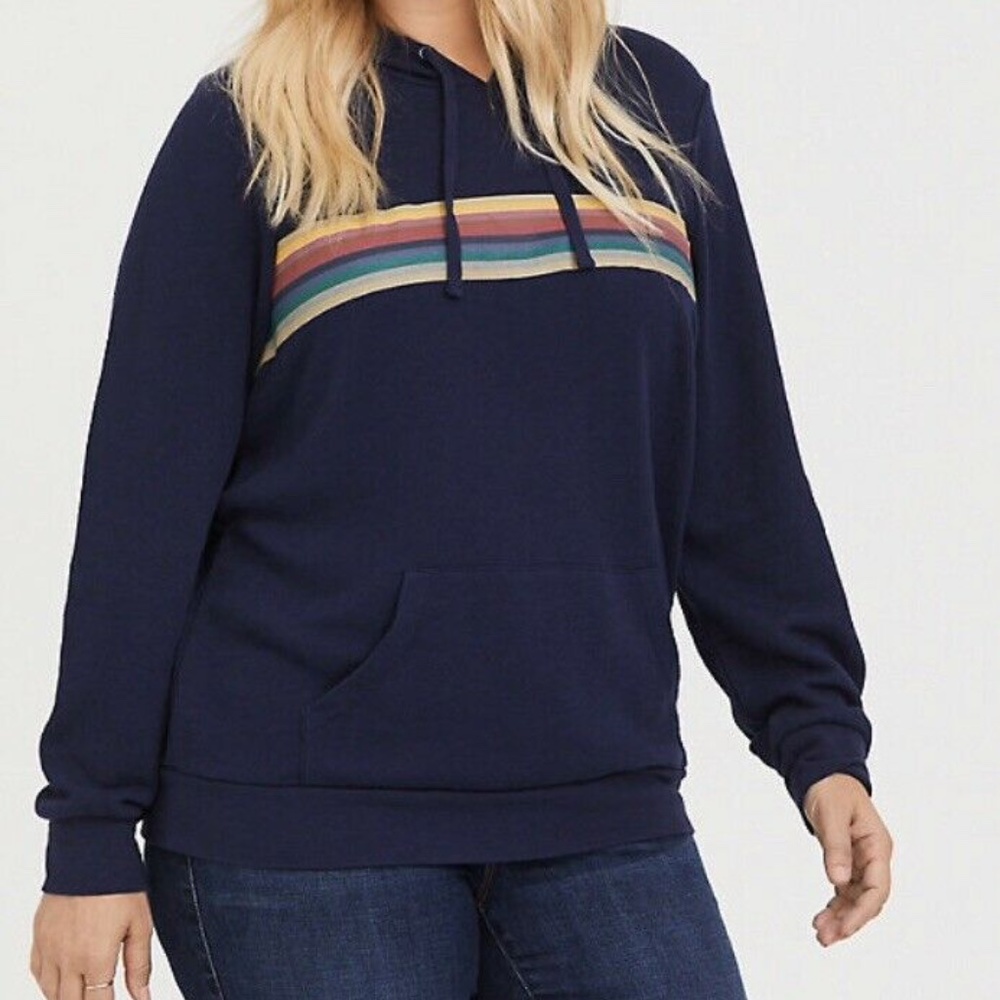 Torrid 4x Dr. Who-her Universe NAVY RAINBOW STRIPE HOODIE
